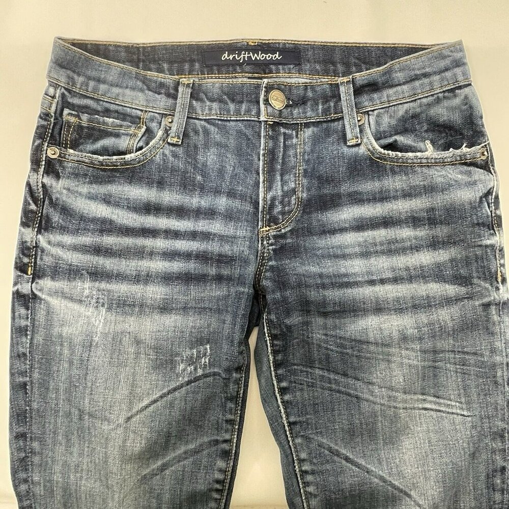 Driftwood Straight Skinny Jeans Women Size 27 Distressed Washed Retro Moto Biker - Picture 11 of 12